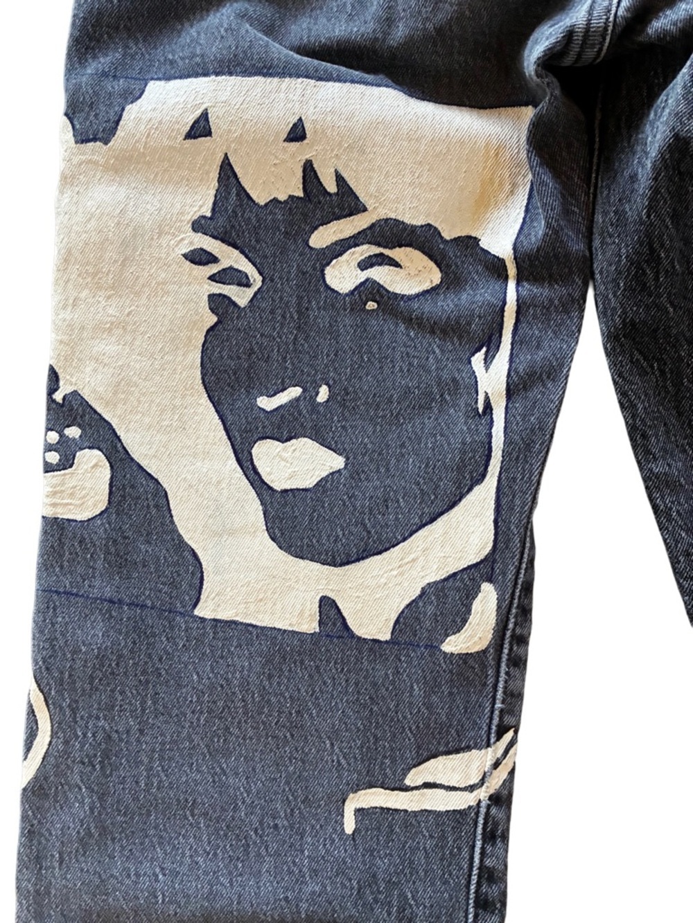 Custom Art Denim Levi’s Ribcage Black Straight Leg Jeans One of a Kind W24 - Picture 8 of 10